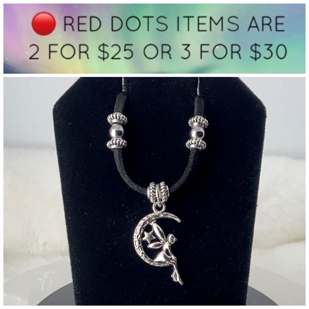 🔴Fairy & moon adjustable black choker necklace - Picture 1 of 10